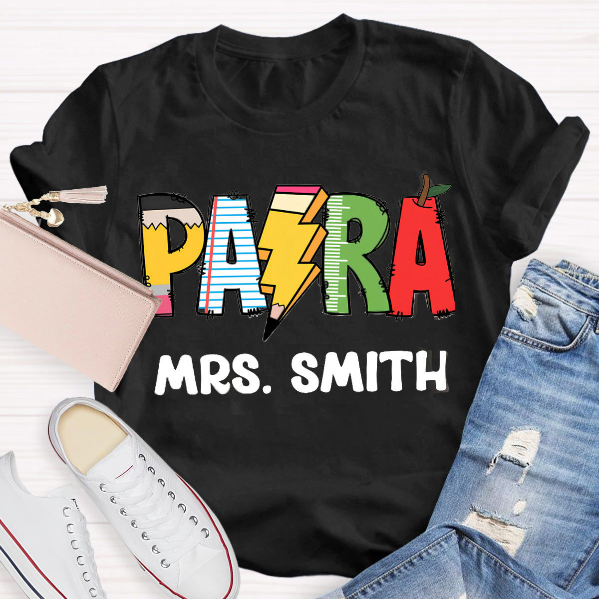 Personalize Name Pencil  Teacher T-Shirt