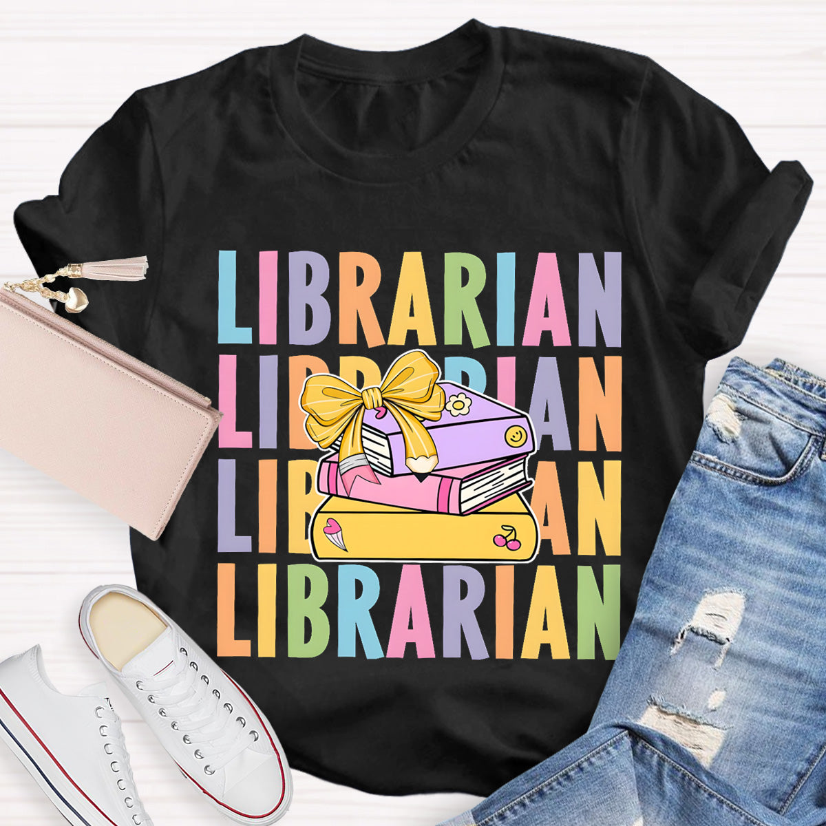 School Librarian With Books T-Shirt