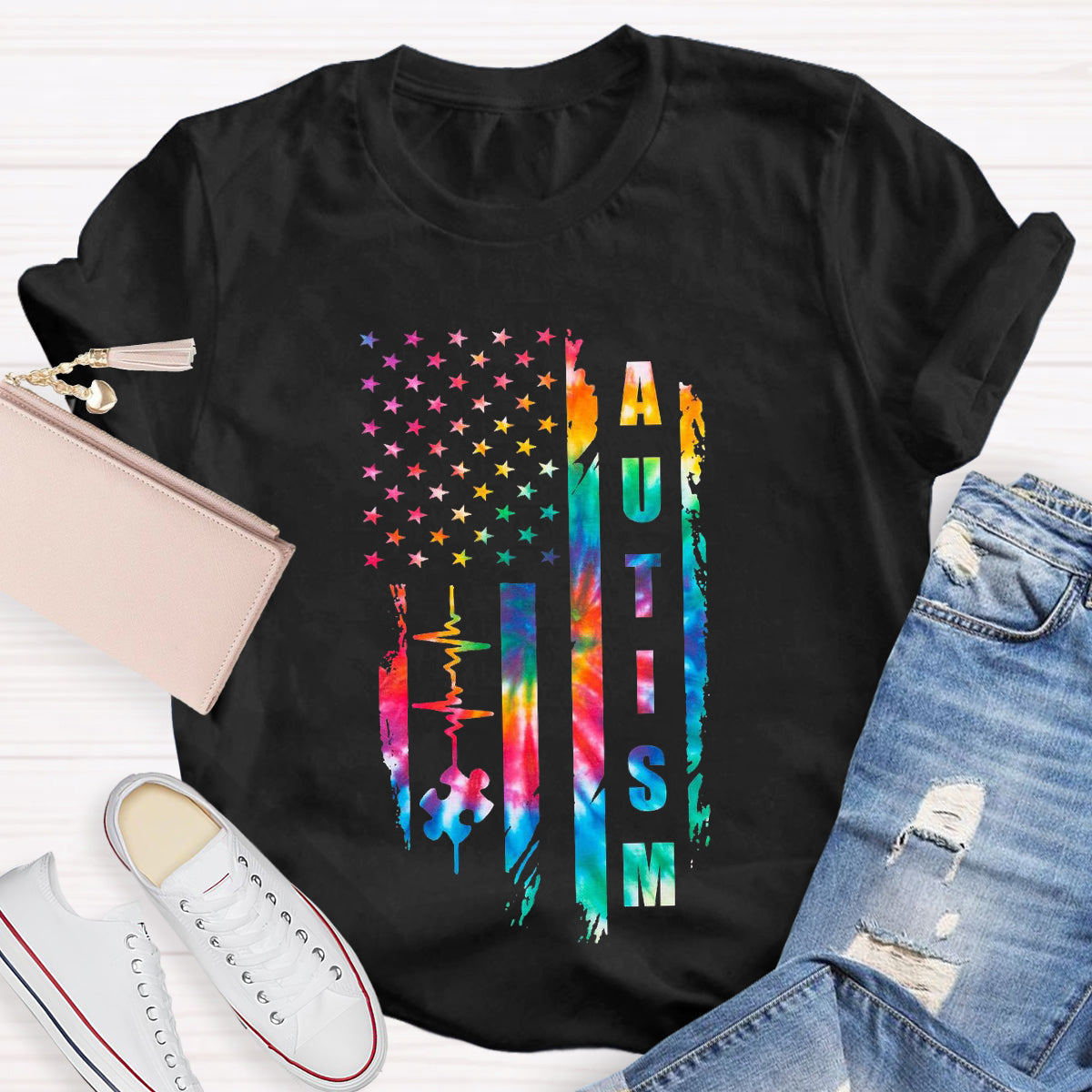 Autism colorful Star Teacher T-Shirt