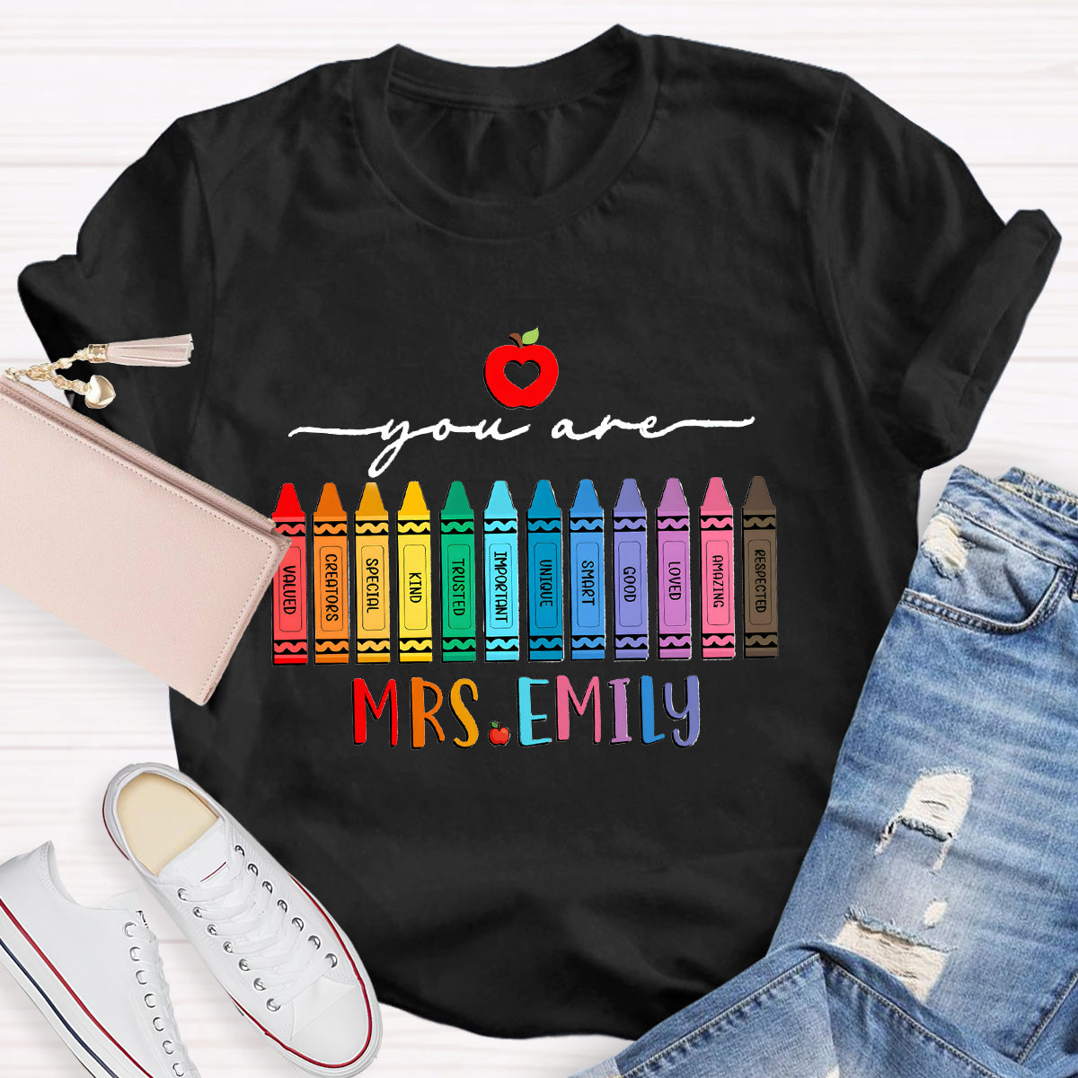 Personalized Name You Are Good Special Crayon Apple T-Shirt