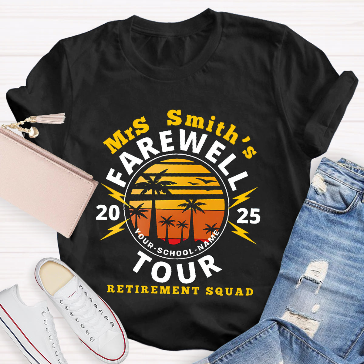 Personalized Teacher's Name And School Name Farewell Tour Retirement Squad T-Shirt