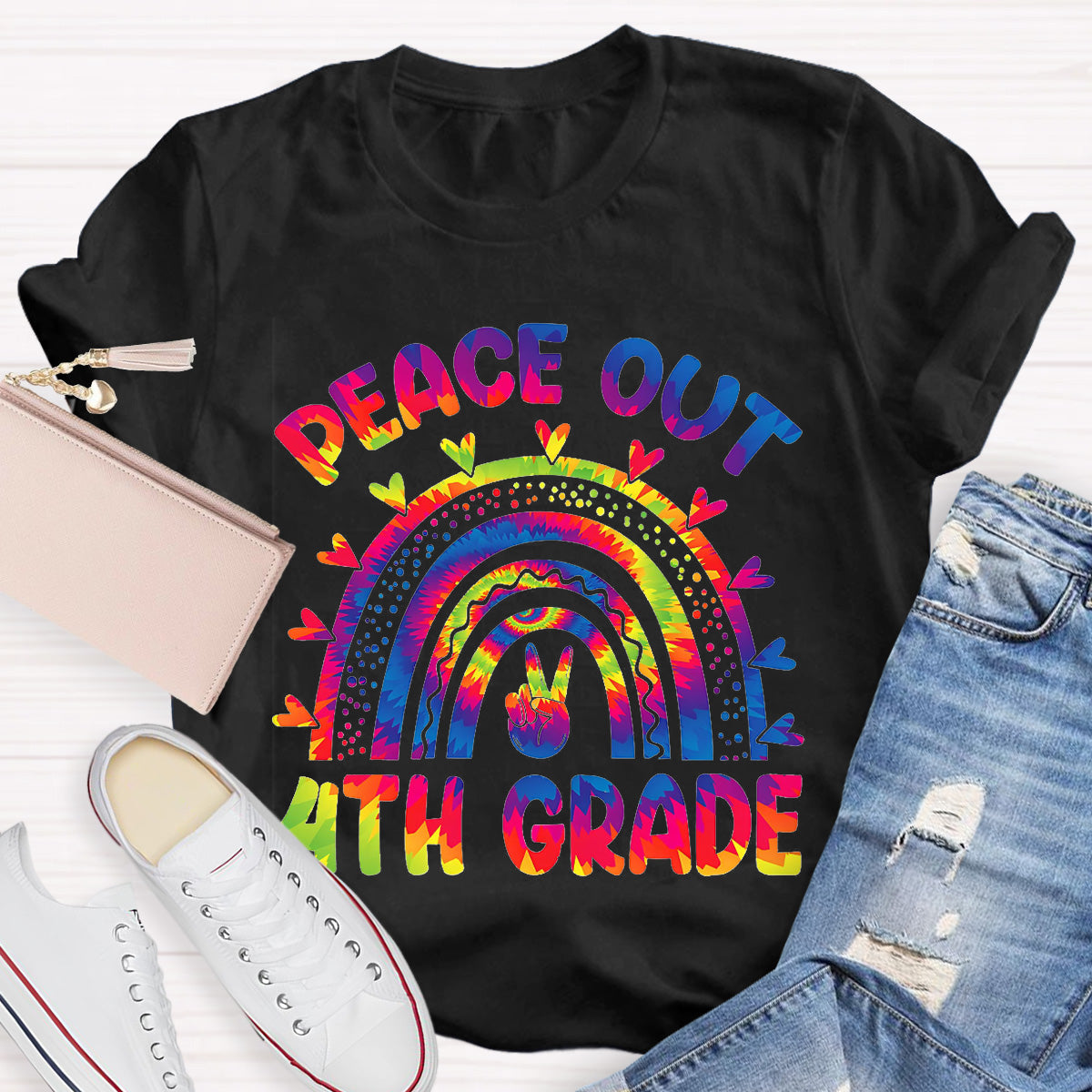 Personalize Grade Peace Out Teacher T-Shirt