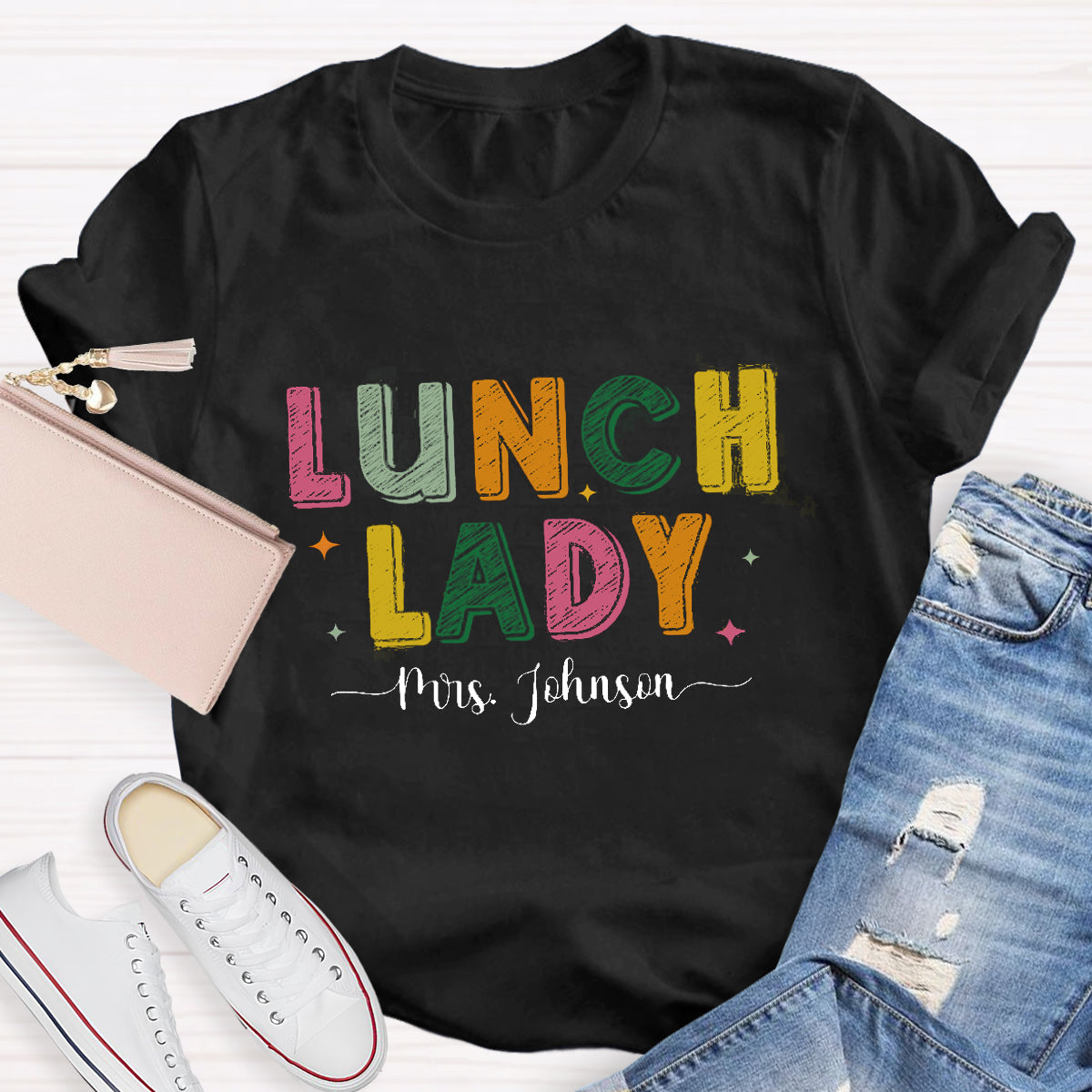 Personalized Lunch Lady Name Teacher T-Shirt