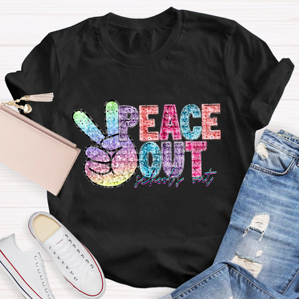 Peace Out Last Day Of School Teacher T-Shirt
