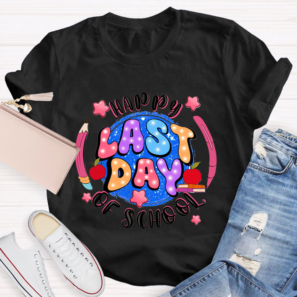 Happy Last Day Of School Planet Teacher T-Shirt