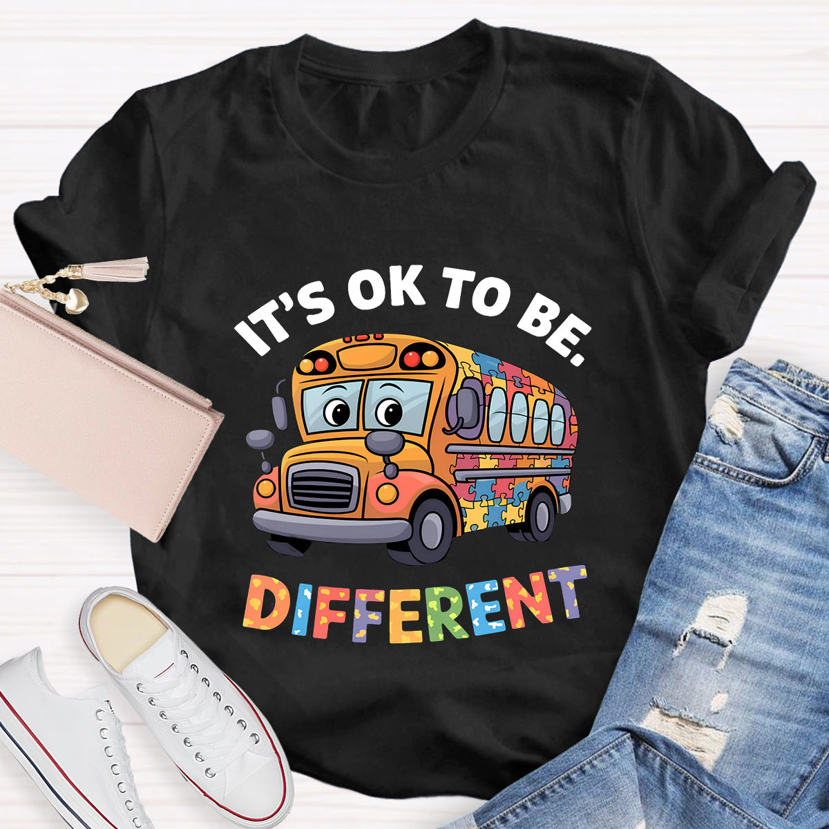 It's OK To Be Different School Bus Teacher T-Shirt