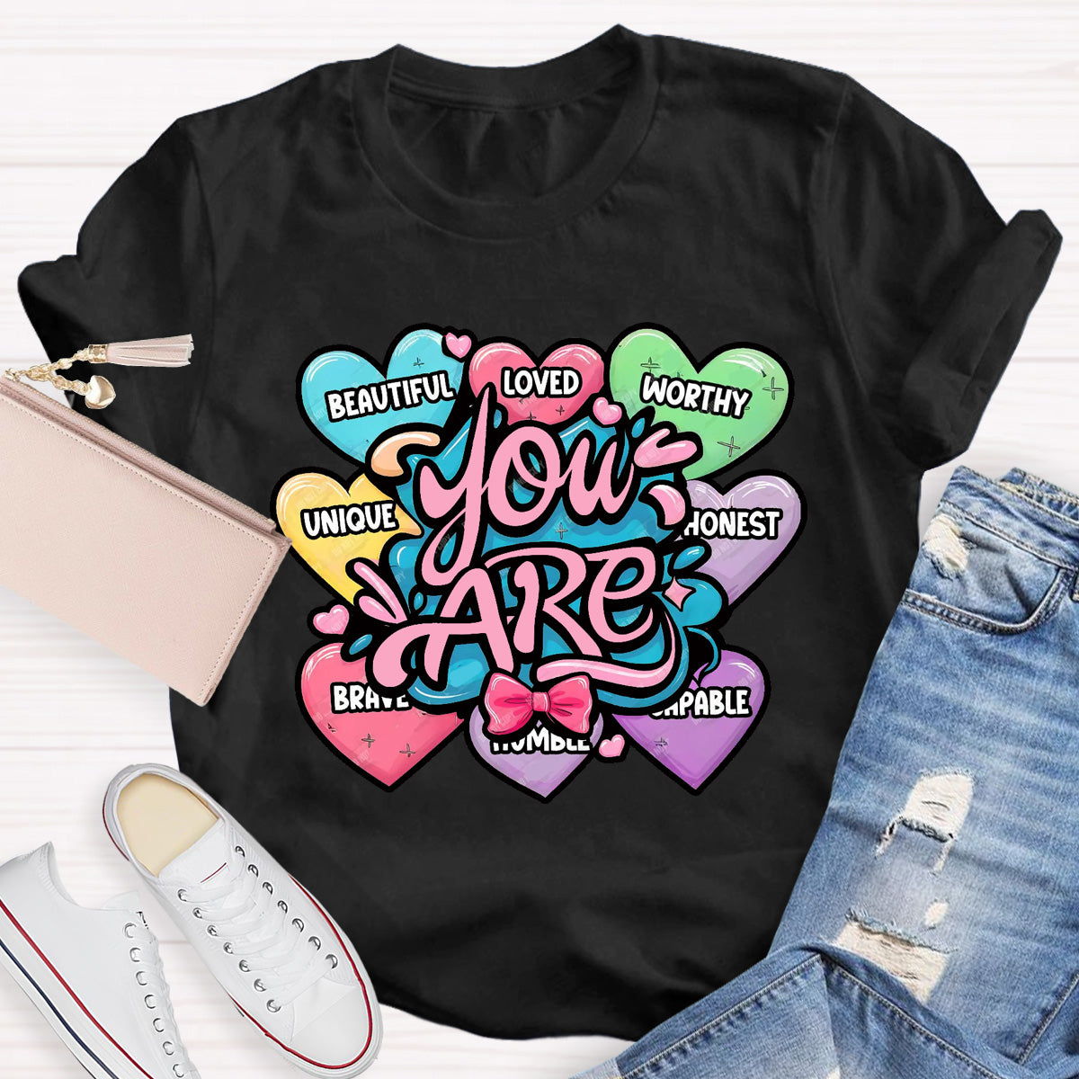 You Are Beautiful Loved Worthy Teacher T-Shirt