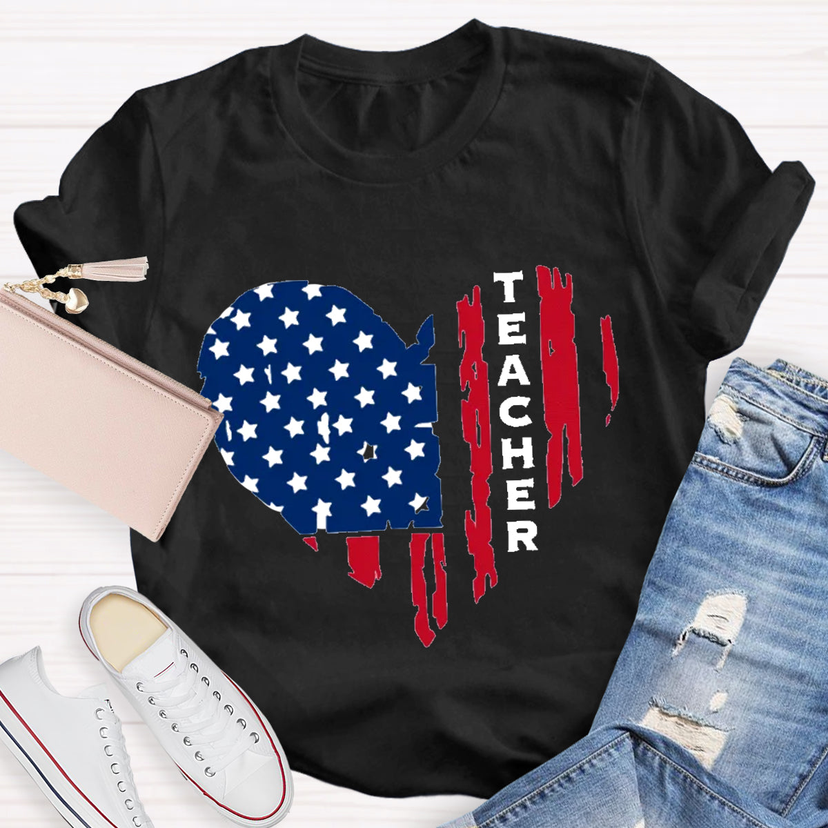 American Teacher Heart Teacher T-Shirt