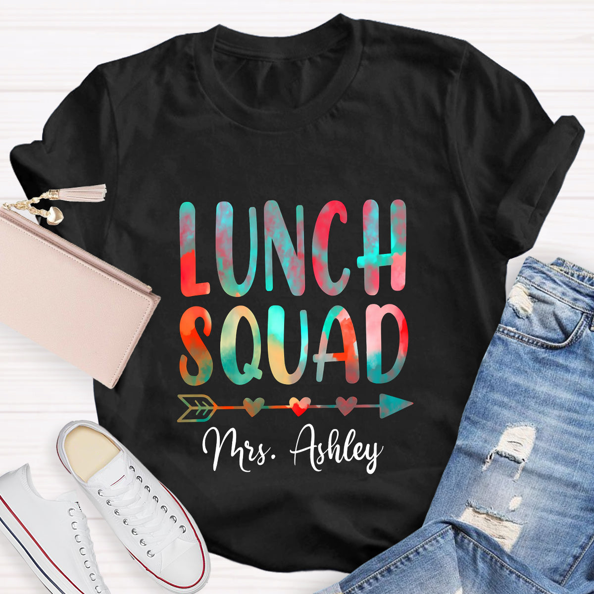 Personalized Name Lunch Squad Teacher T-Shirt