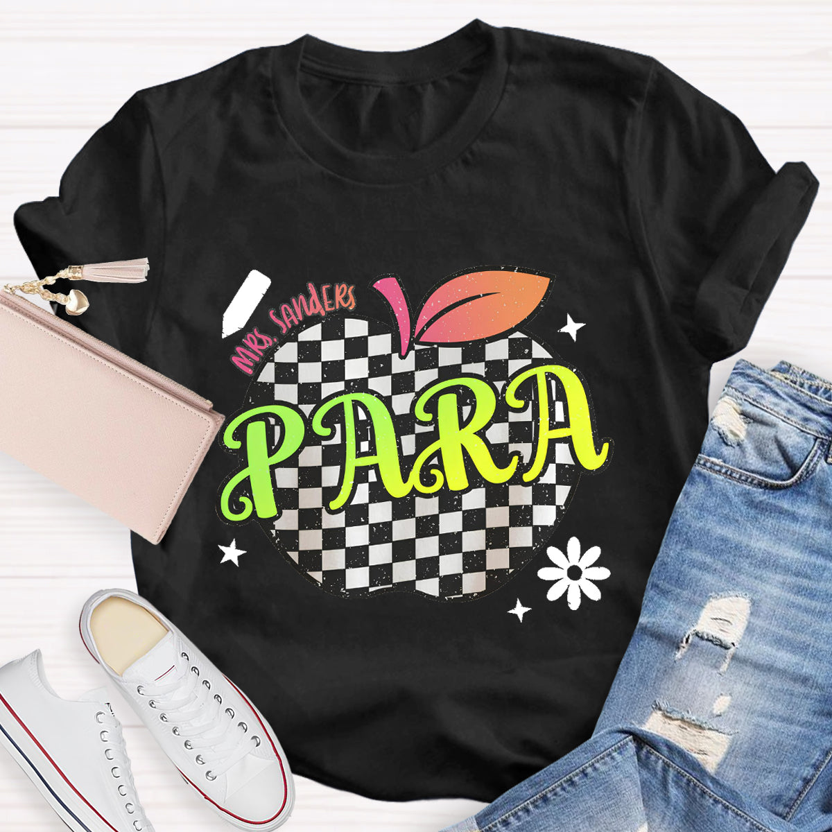 Personalized Para Teachers Name Apple Teacher T-Shirt