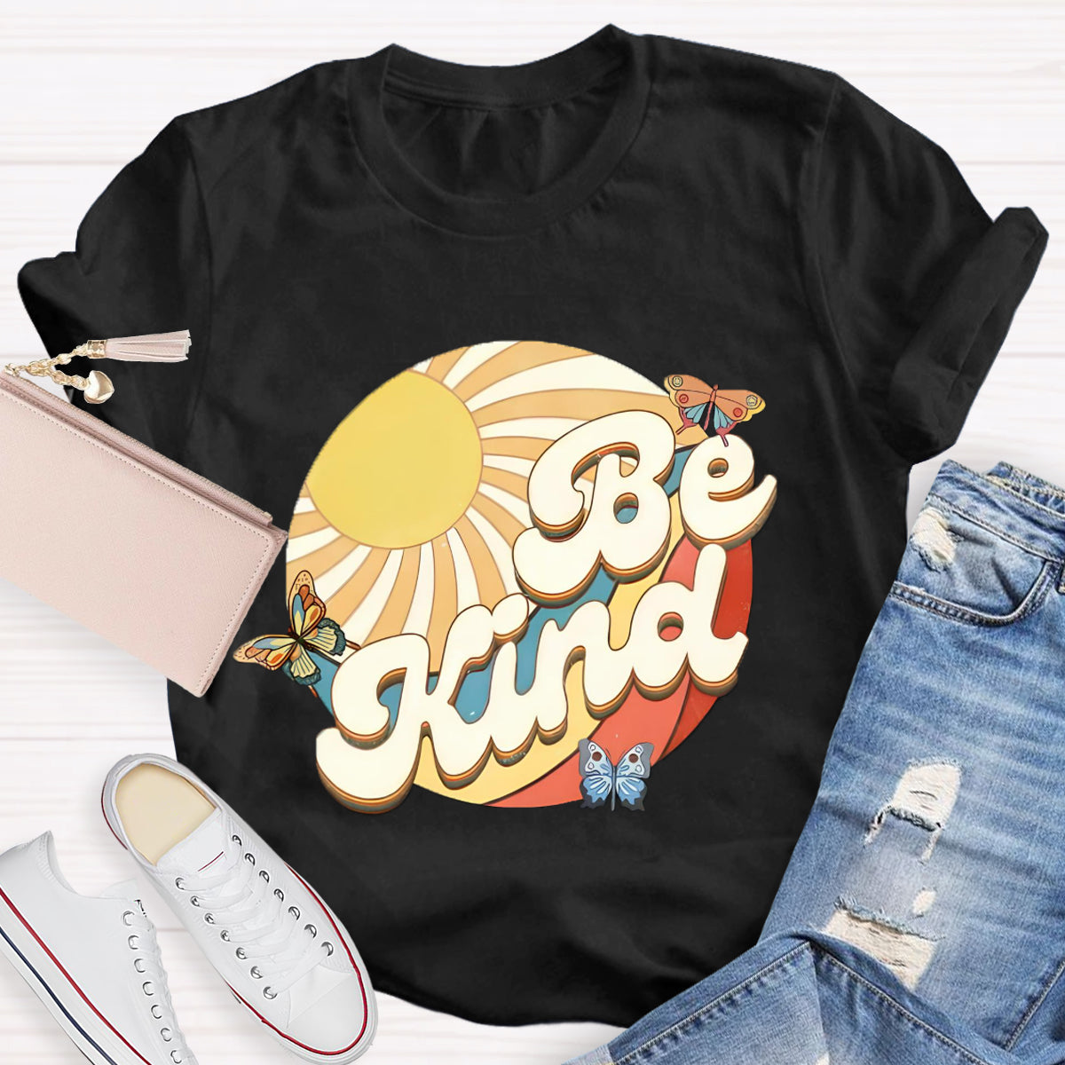 Be Kind Sunshine Butterfly Teacher T-Shirt
