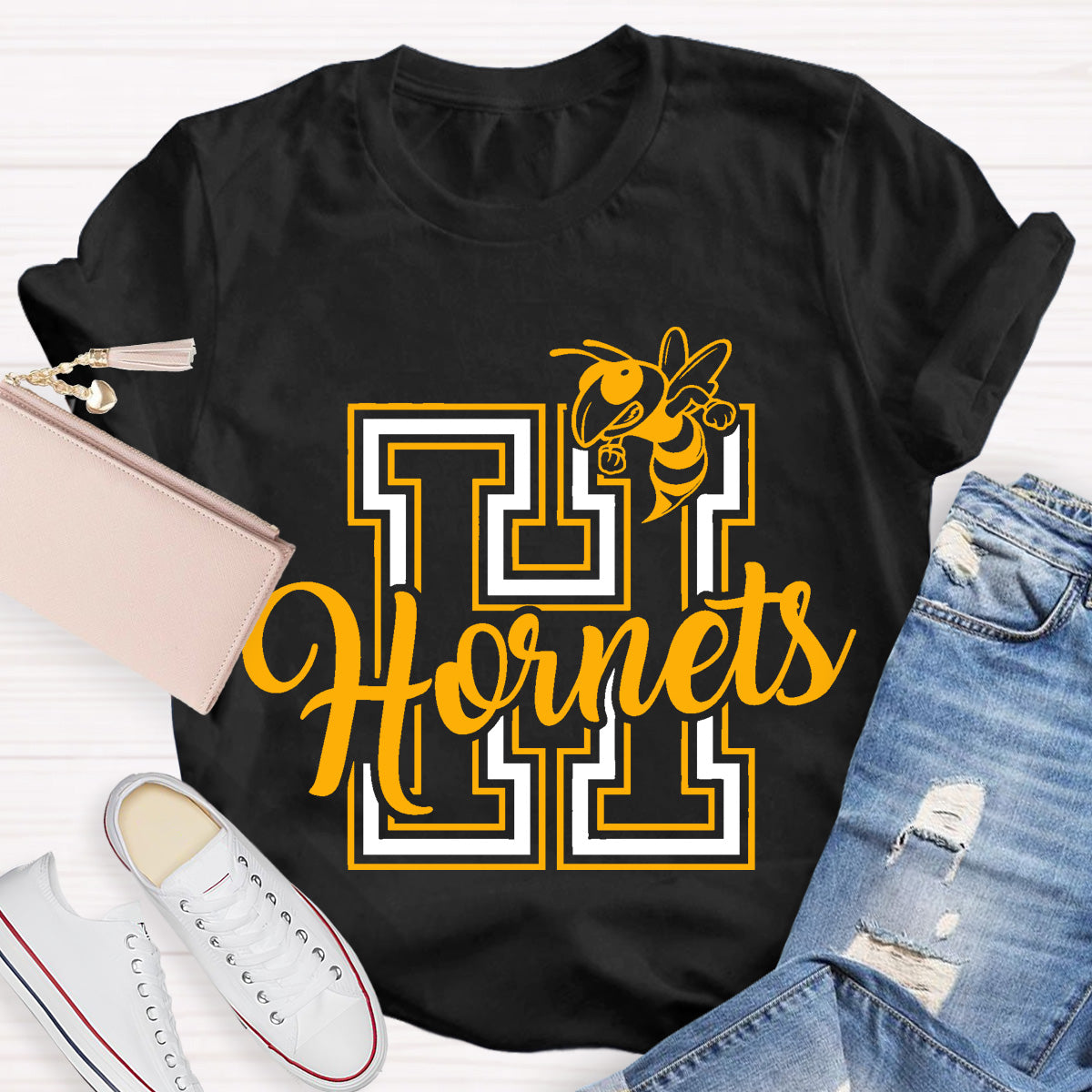 Personalized School Mascot Hornets Teacher T-Shirt