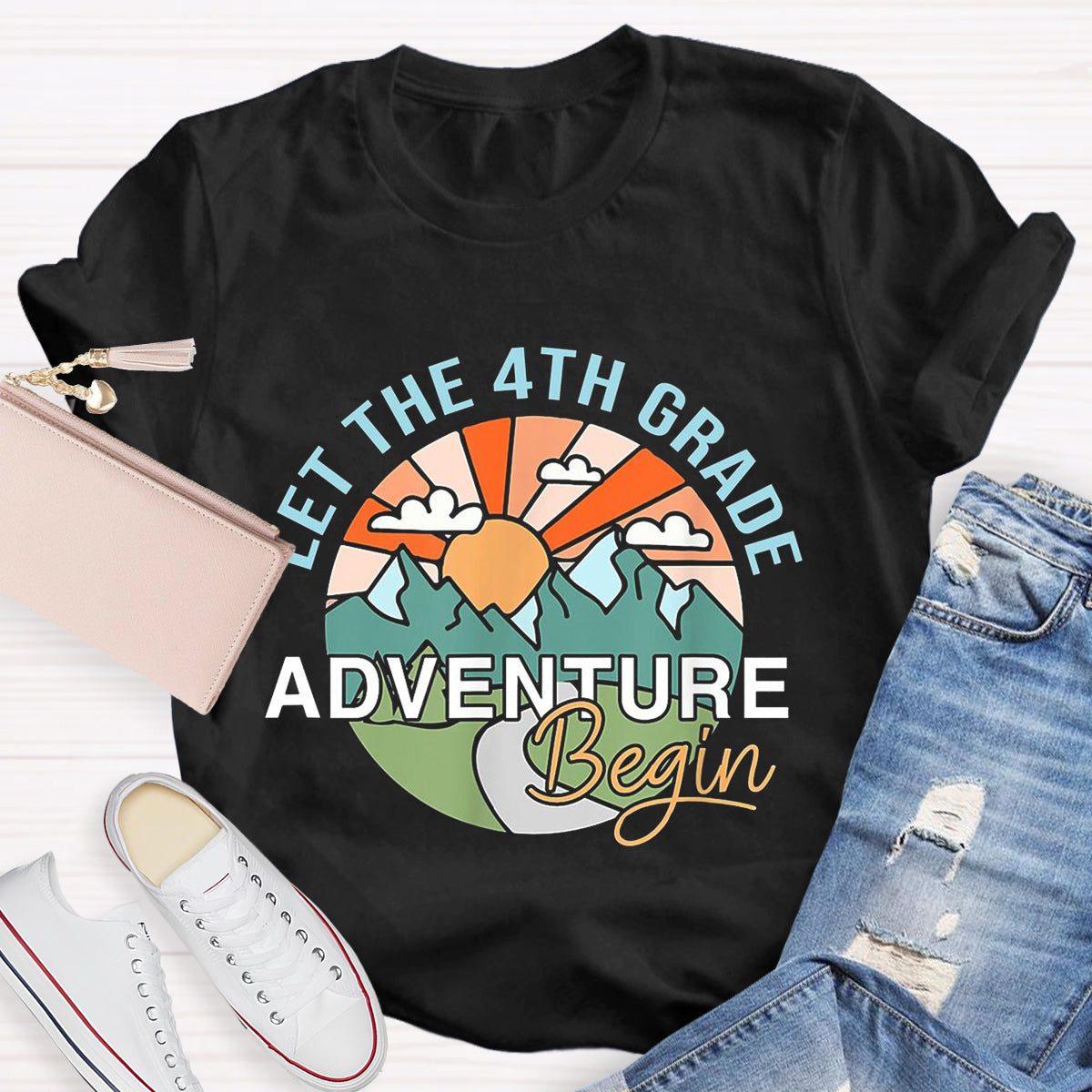 Personalized Grade Let The 4th Grade Adventure Begin Teacher T-Shirt