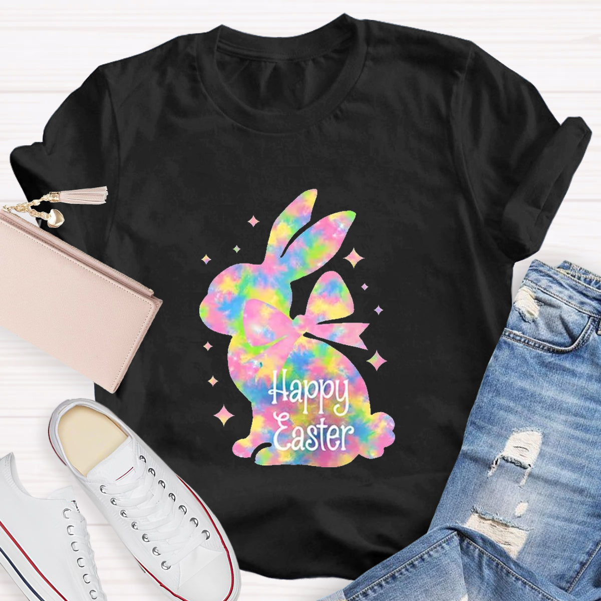Happy Easter Colorful Bunny Teacher T-Shirt