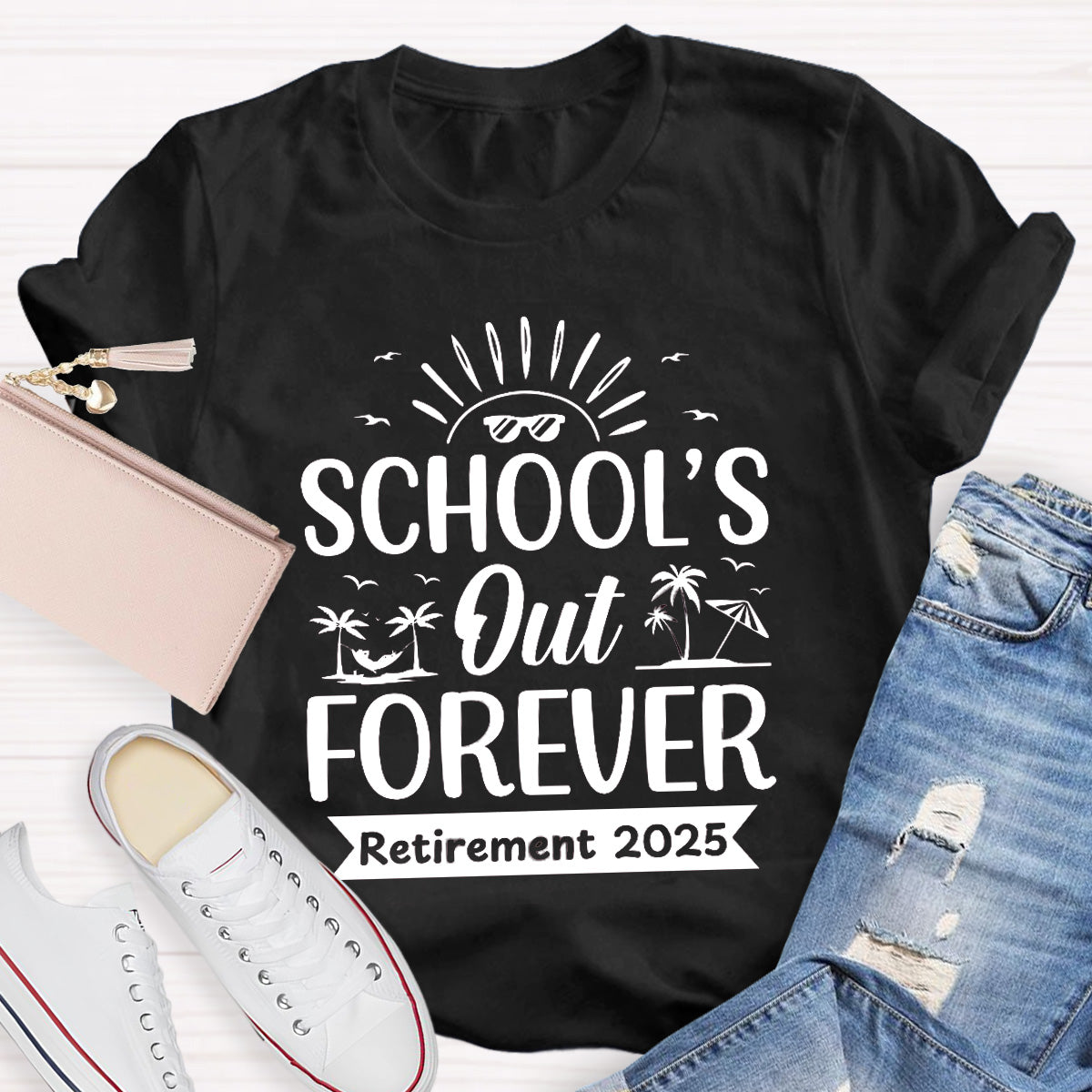 Personalize Retirement Time School's Out Forever Teacher T-Shirt