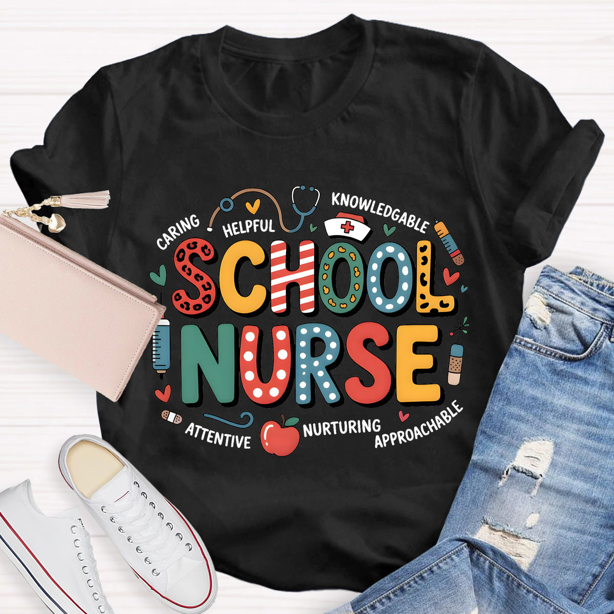 School Nurse Caring Helpful T-Shirt