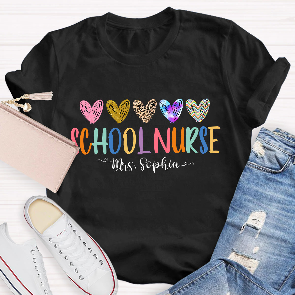 Personalized Name School Nurse Teacher T-Shirt