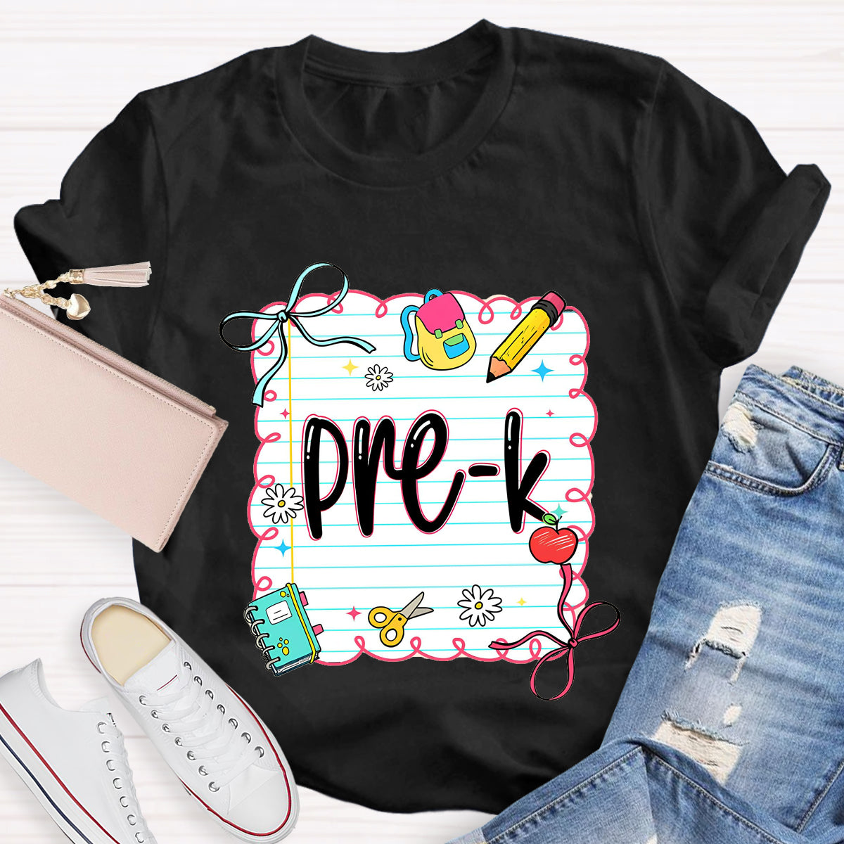 Personalized Grade Square Back To School Teacher T-Shirt
