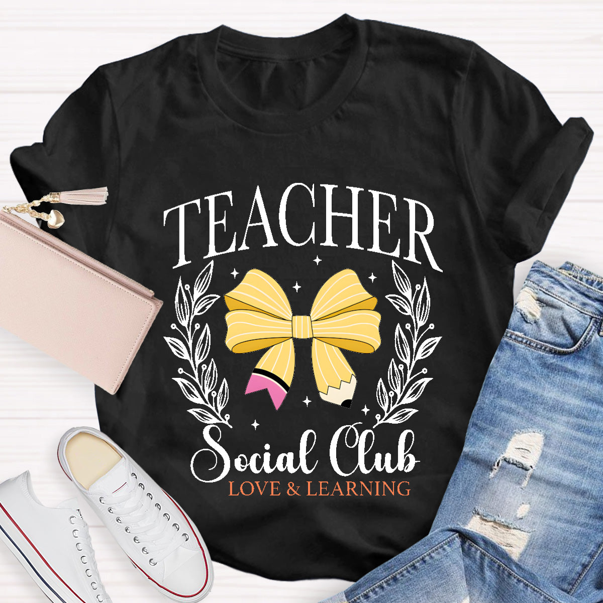Teacher Social Club Love And Learning Teacher T-Shirt