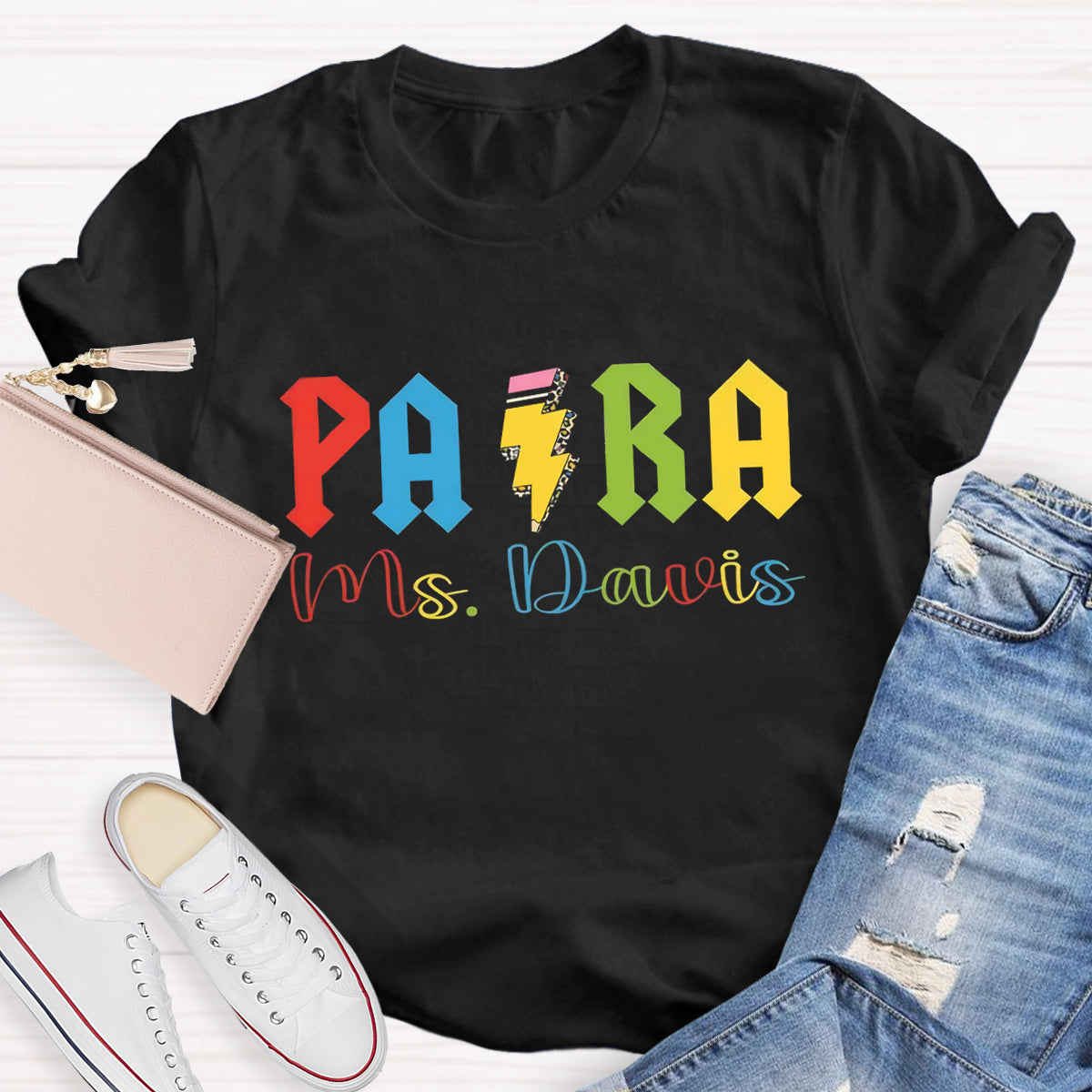 Personalized Para Teacher Name Pencil T-Shirt