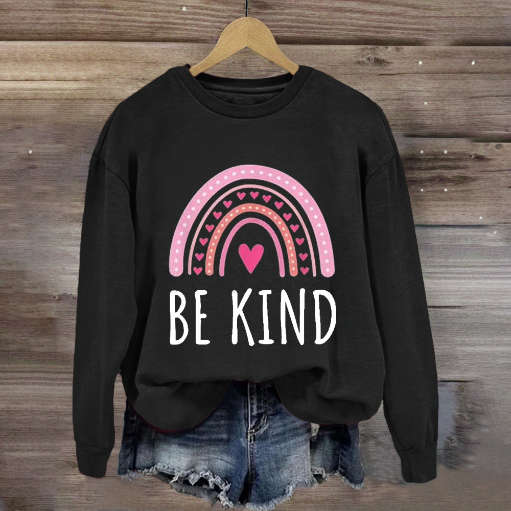 Be Kind Pink Heart Rainbow Sweatshirt