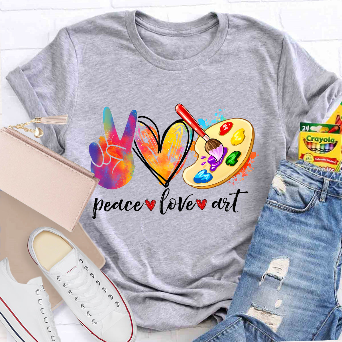 Peace Love Art Teacher T-Shirt