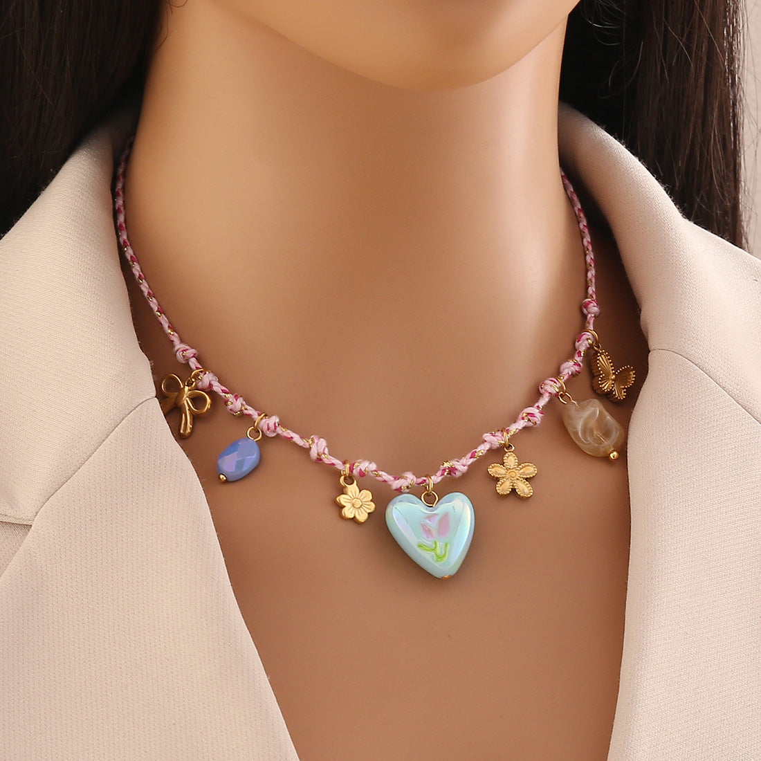 Bohemian Woven Starfish And Conch Beach Necklace