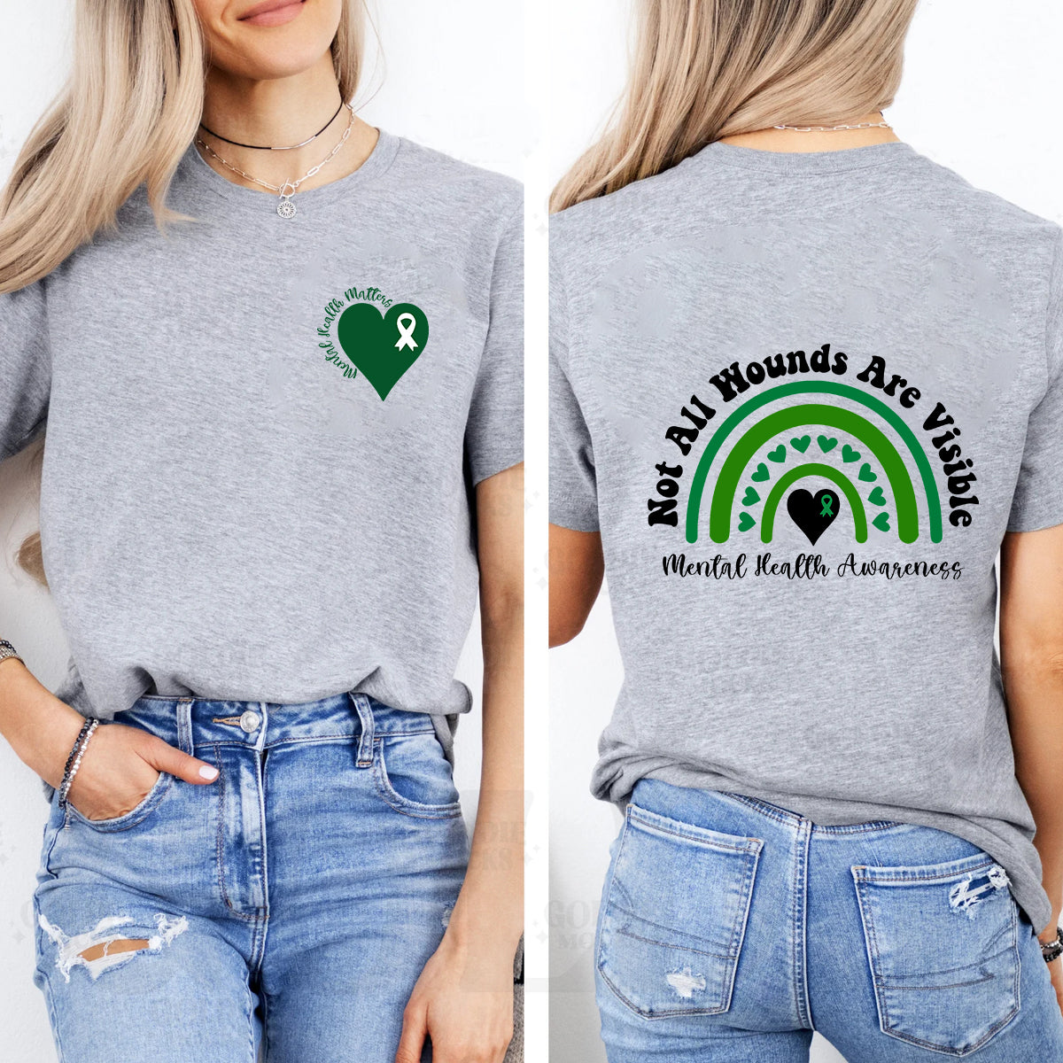 Not All Wounds Are Visible Mental Health Awareness Double Printed T-shirt