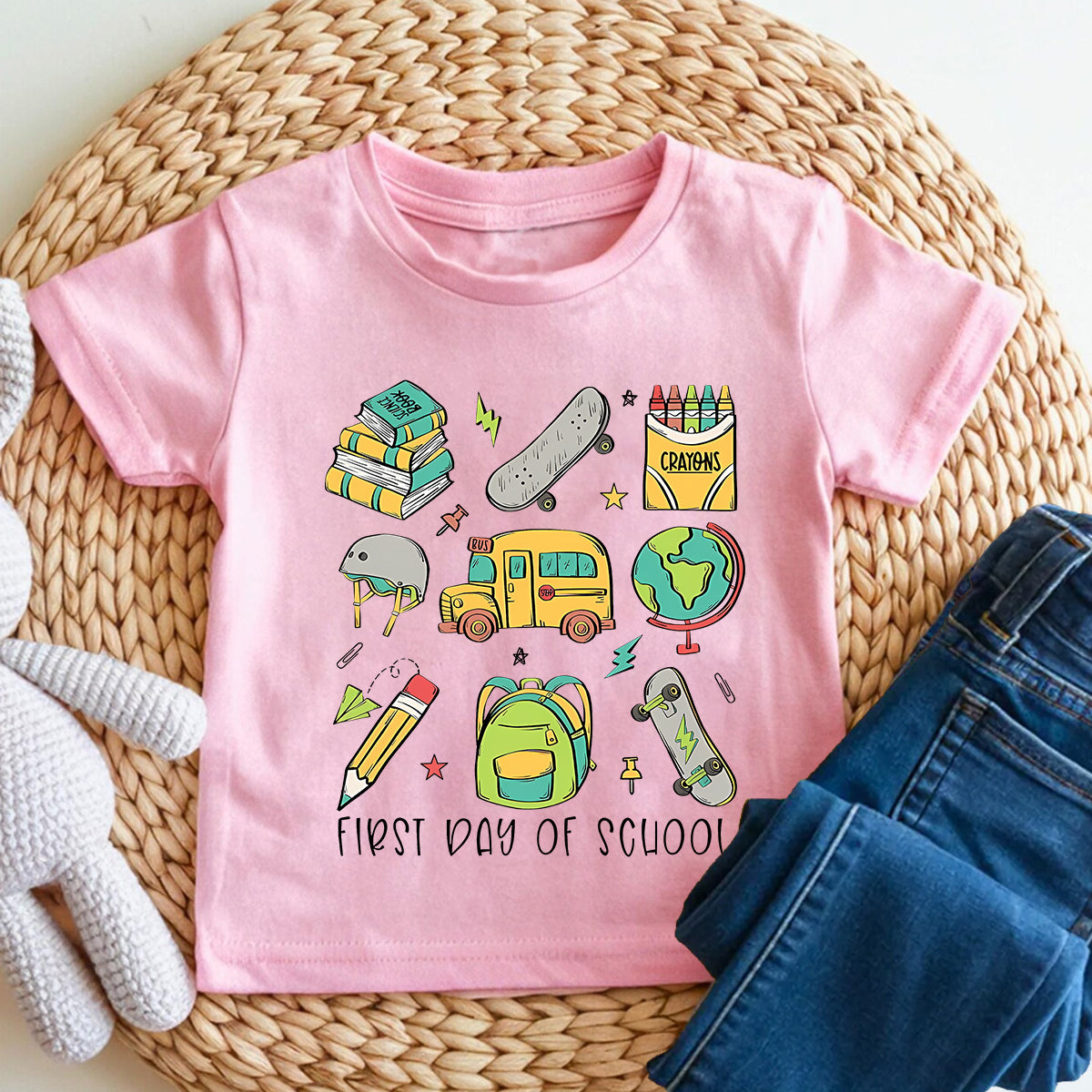 First Day Of School Skate And School Supplies Toddler T-shirts