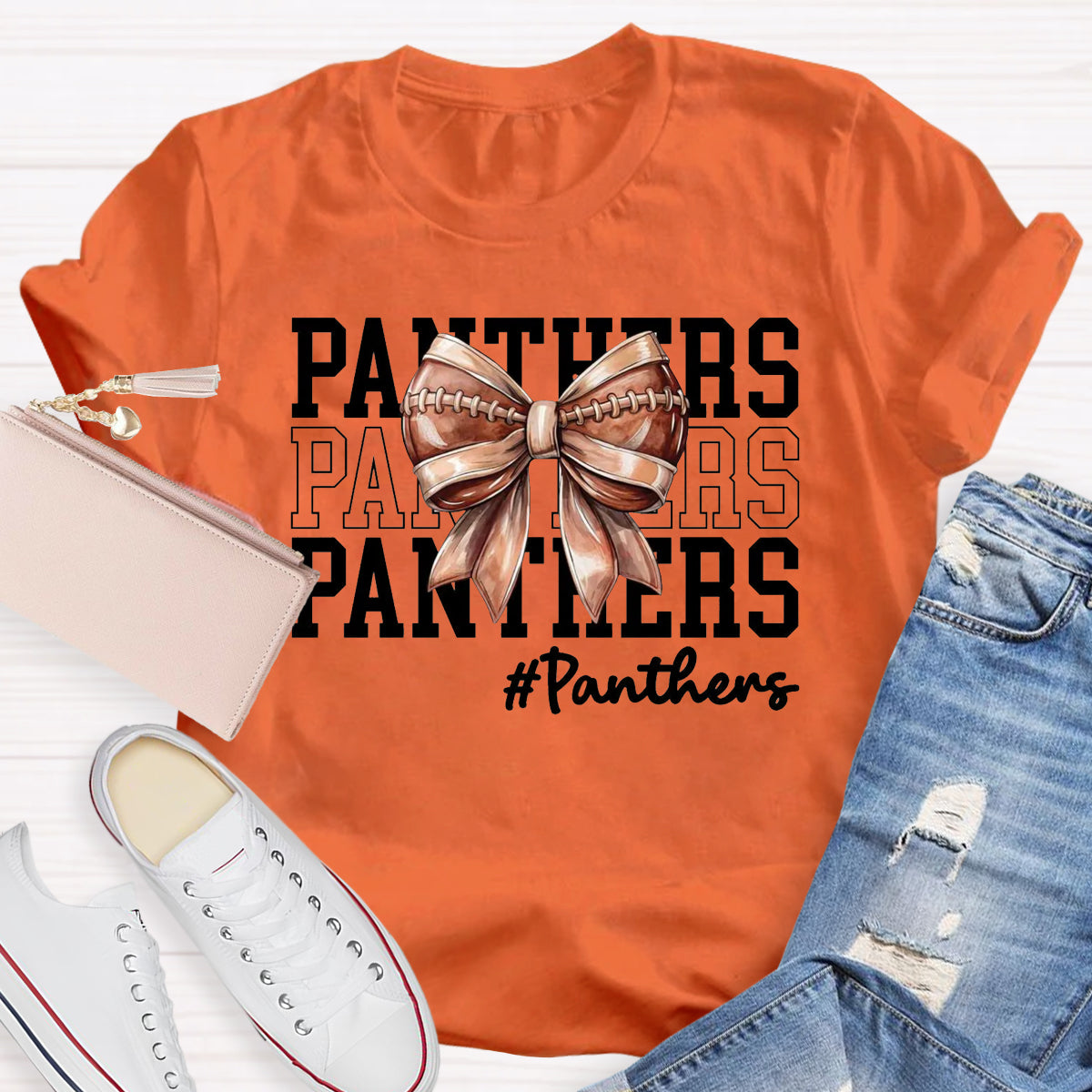 Cheer Mascot Panthers Bow T-Shirt