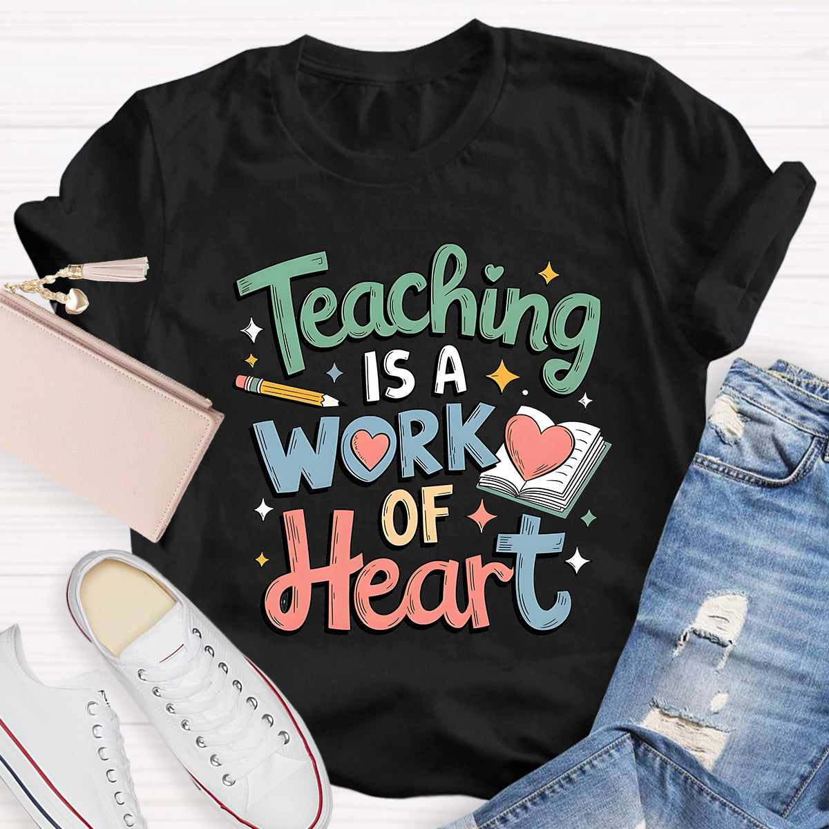 Teaching Is A Work Of Heart Teacher T-Shirt