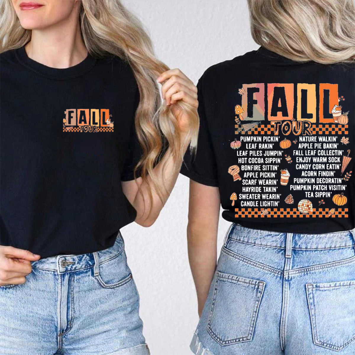 Fall Tour Pumpkin Gardening Double Printed T-shirt