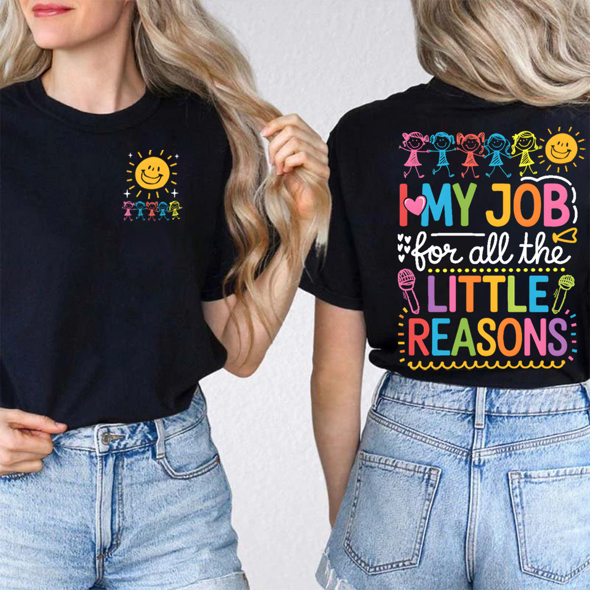 I Love My Job For All The Litter Reasons Double Printed T-shirt
