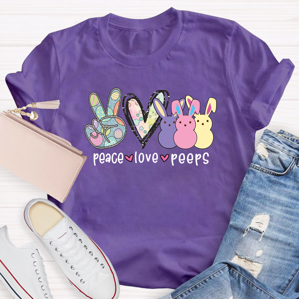 Peace Love Peeps Easter Heart T-Shirt