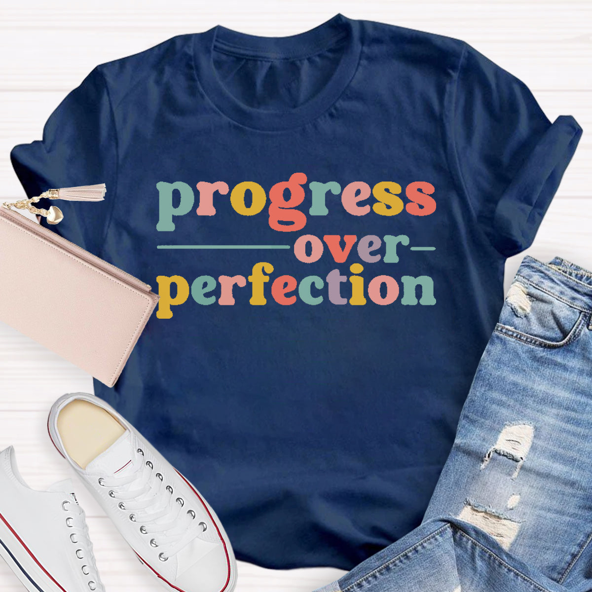 Progress  Over Perfection Teacher T-Shirt