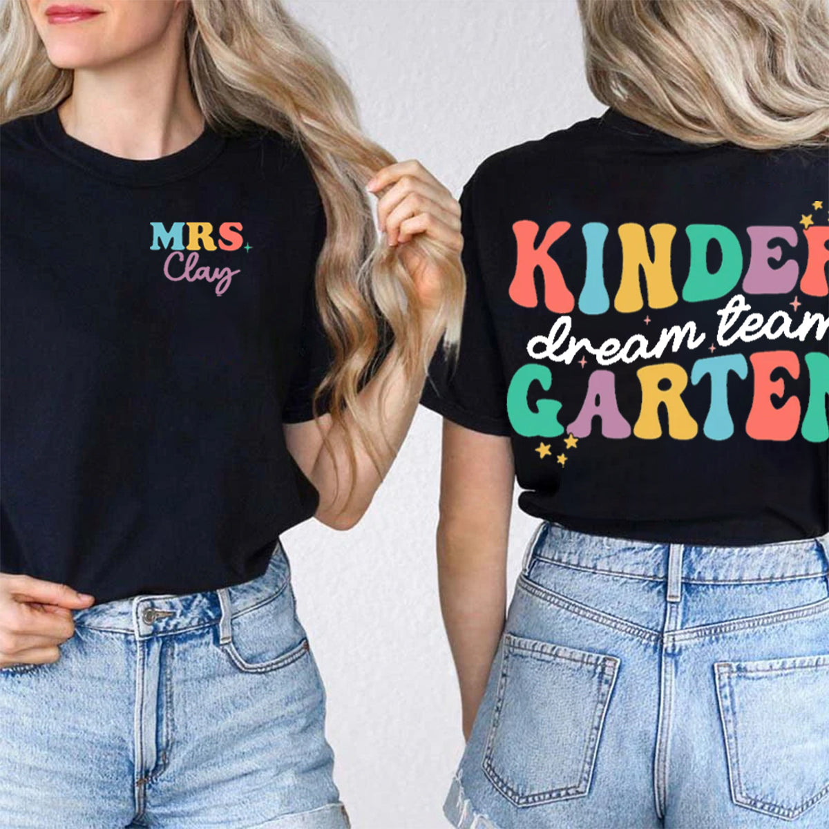 Personalized Name And Grade Dream Team Double Printed T-shirt