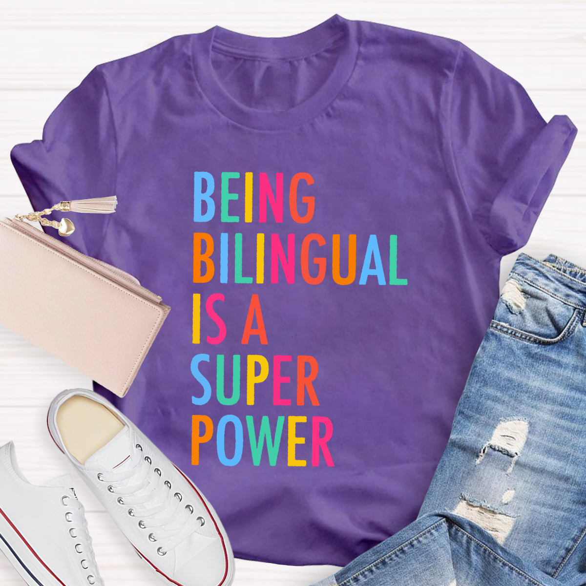 Being Bilingual Is A Super Power Teacher T-Shirt