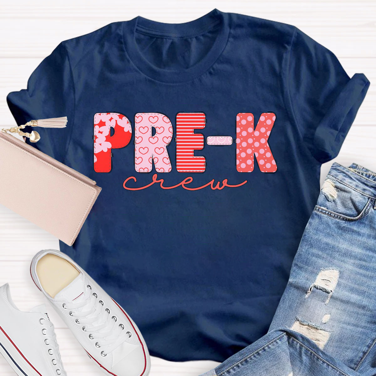 Valentine's Pre-K Crew Teacher T-Shirt