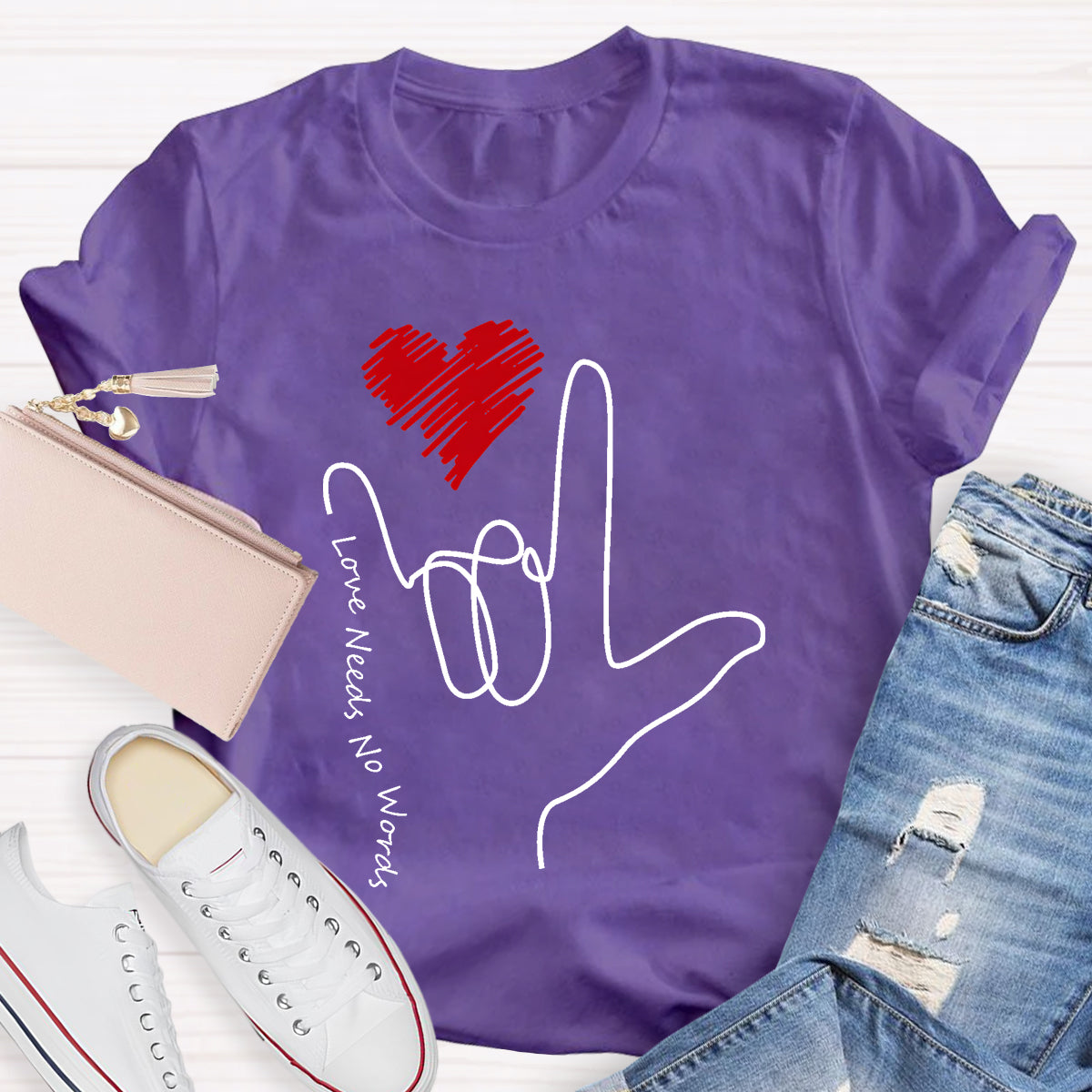 Love Need No Words Sign Language Love T-Shirt