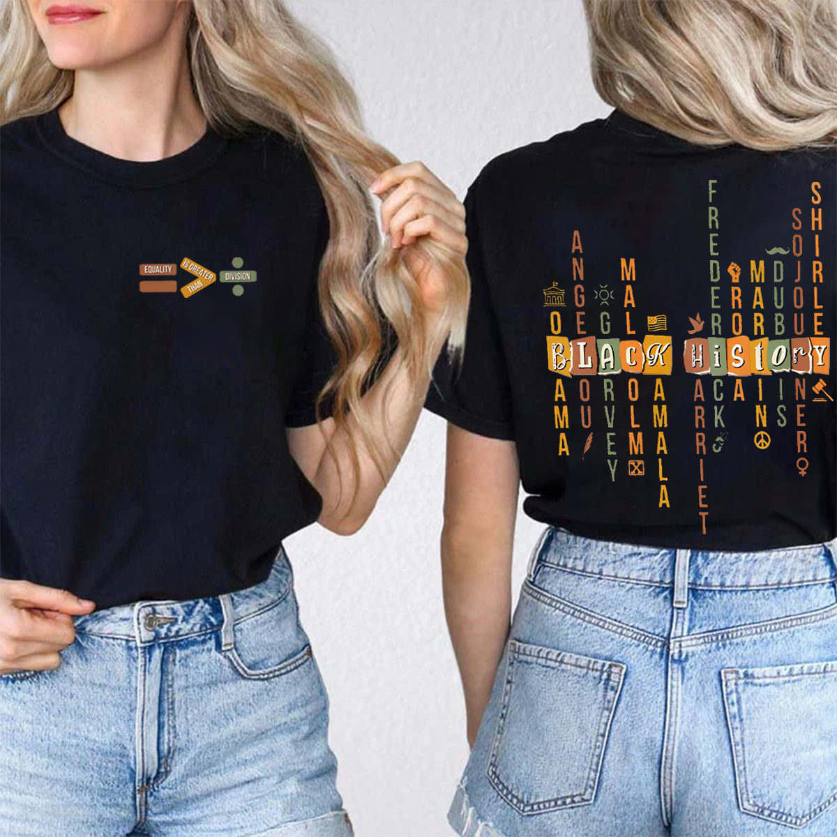 Equality Is Greater Than Division Teacher Double Printed T-shirt