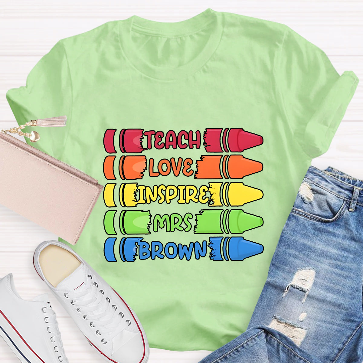 Personalized Name Teach Love Teacher T-Shirt
