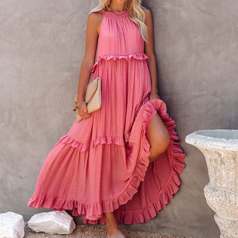 Long Floor-Length Tiered Dress For Women