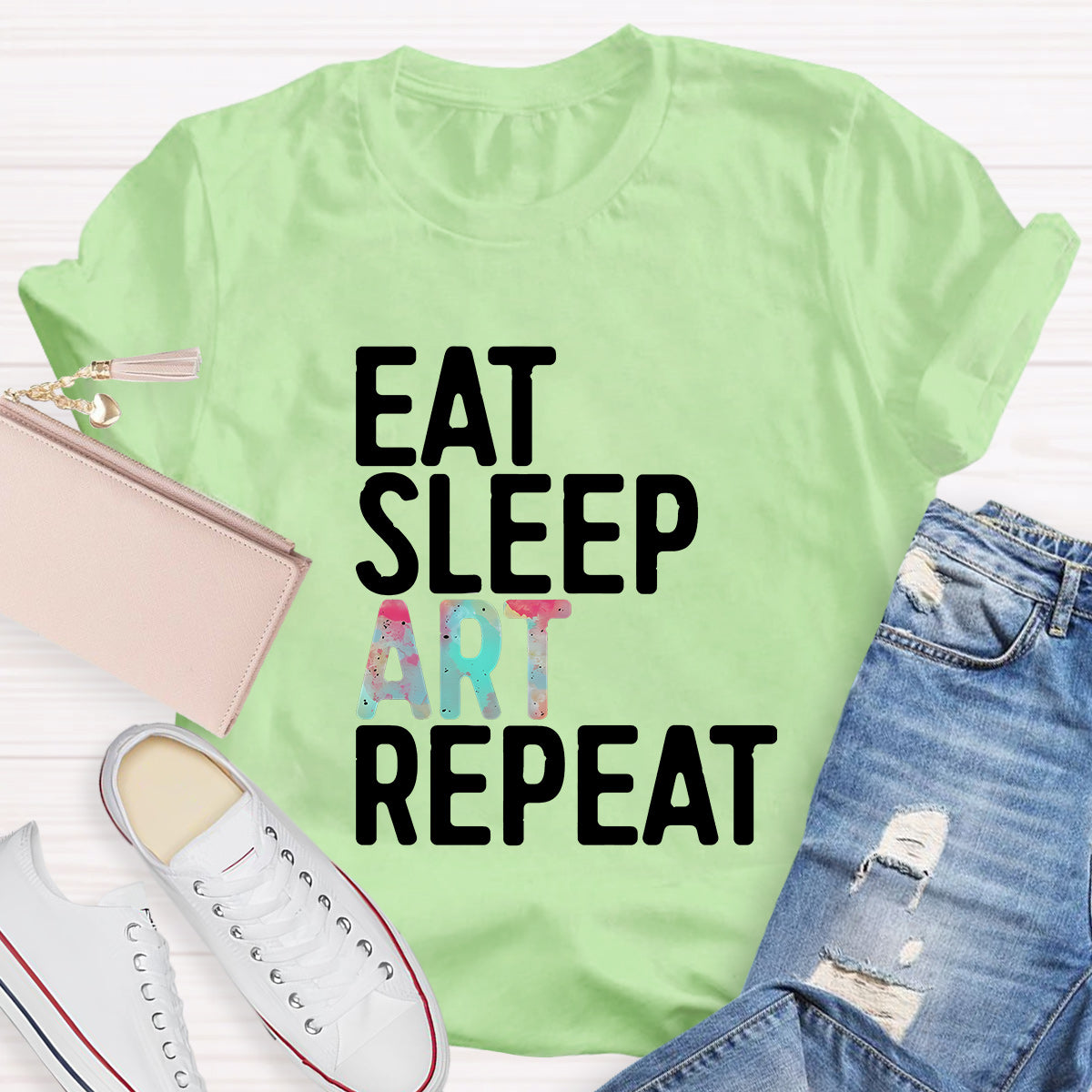 Eat Sleep Art Repeat Teacher T-Shirt
