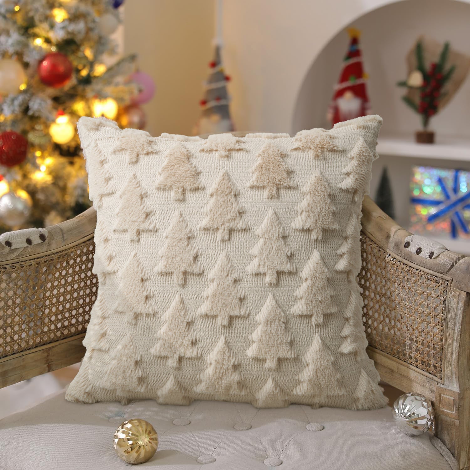 Christmas Pillow Solid Color Quilted Plush Pillowcase