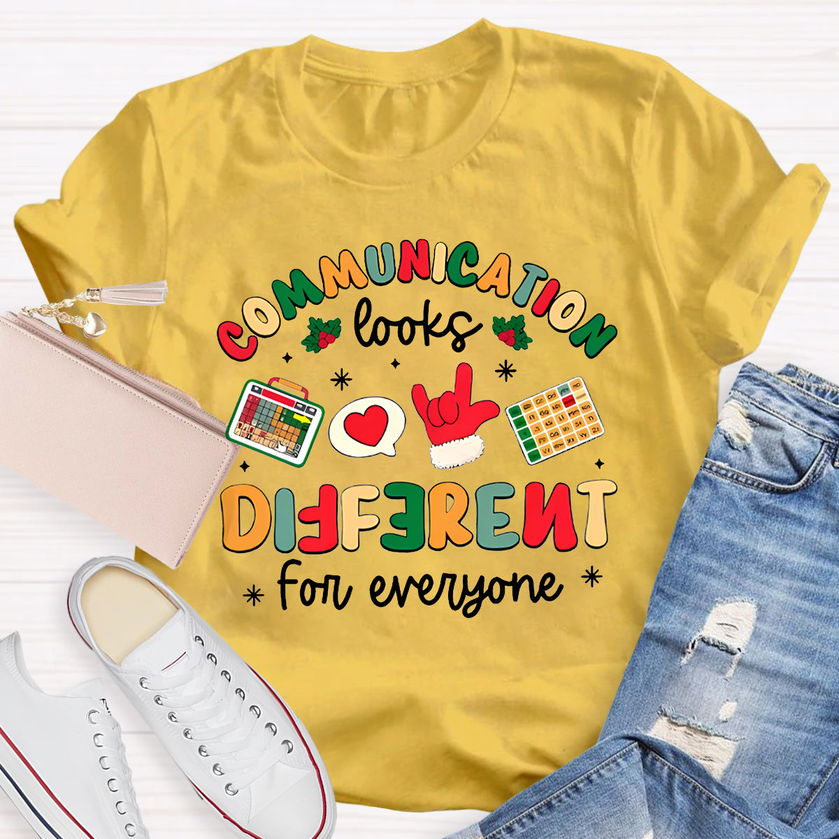Communication Looks Different For Everyone Merry Christmas T-shirt