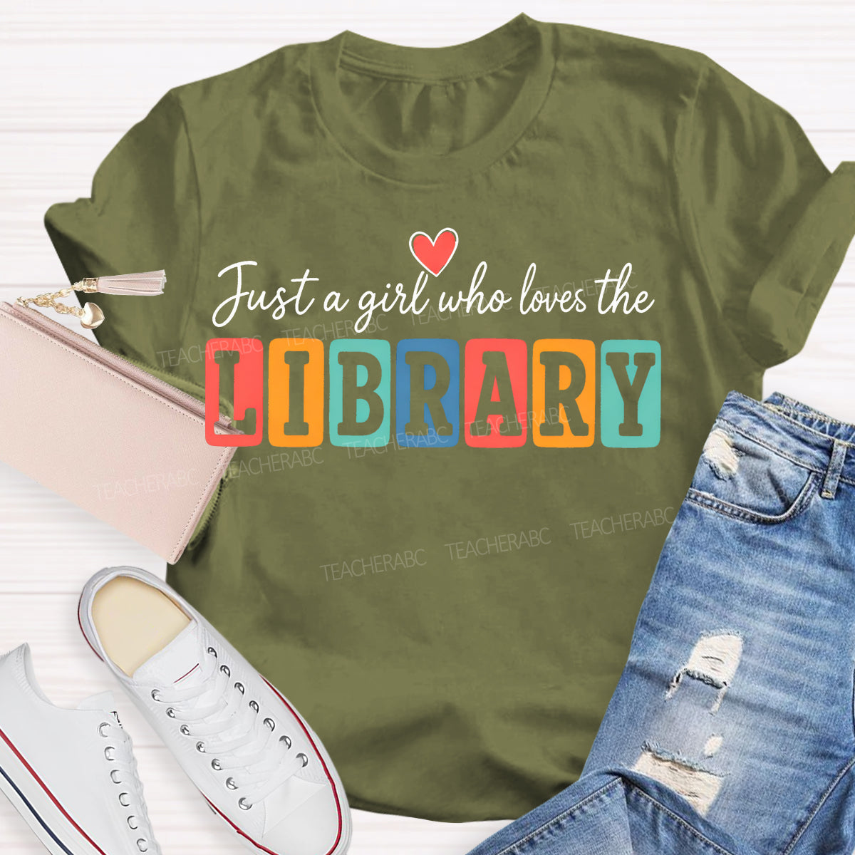 Just A Girl Who Loves The Library Colorful Block T-shirt