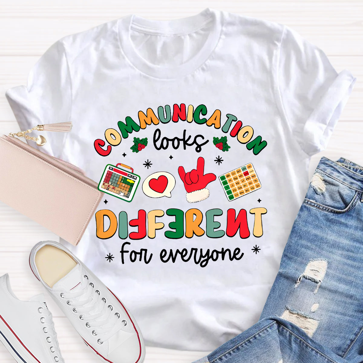 Communication Looks Different For Everyone Merry Christmas T-shirt