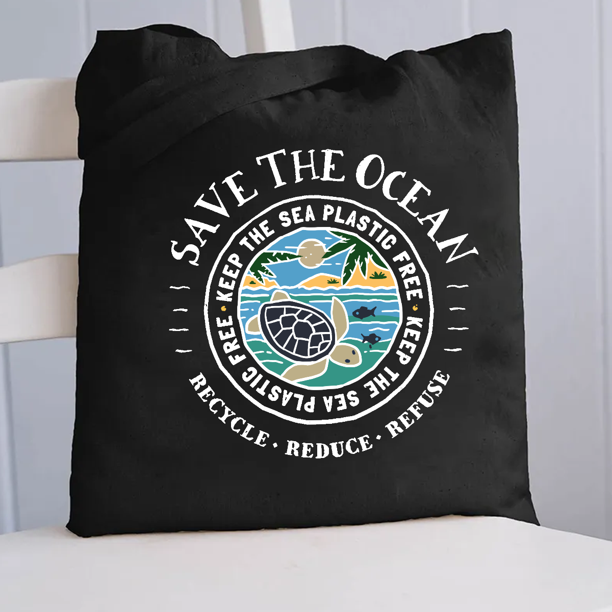 Save The Ocean Keep The Sea Plastic Free Canvas Tote Bag