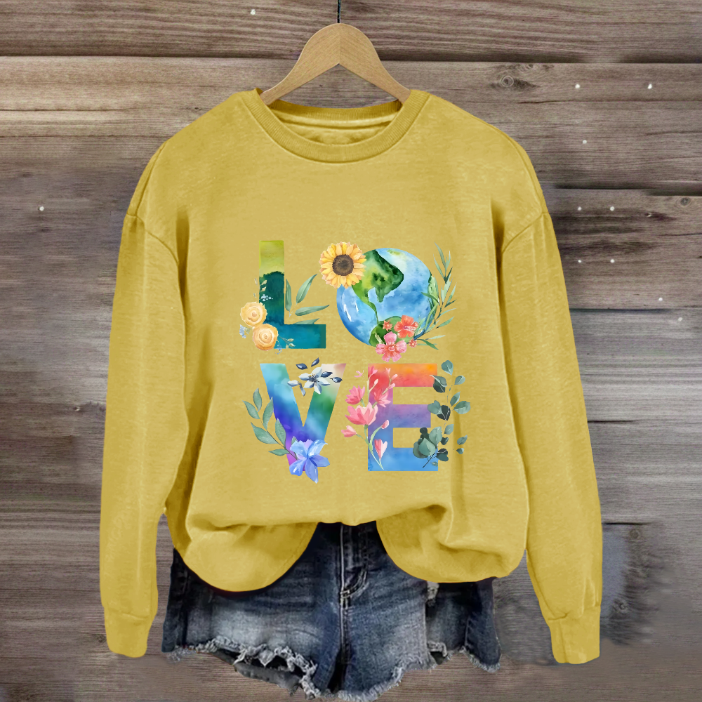 Love Our Planet Earth Day Teacher Sweatshirt