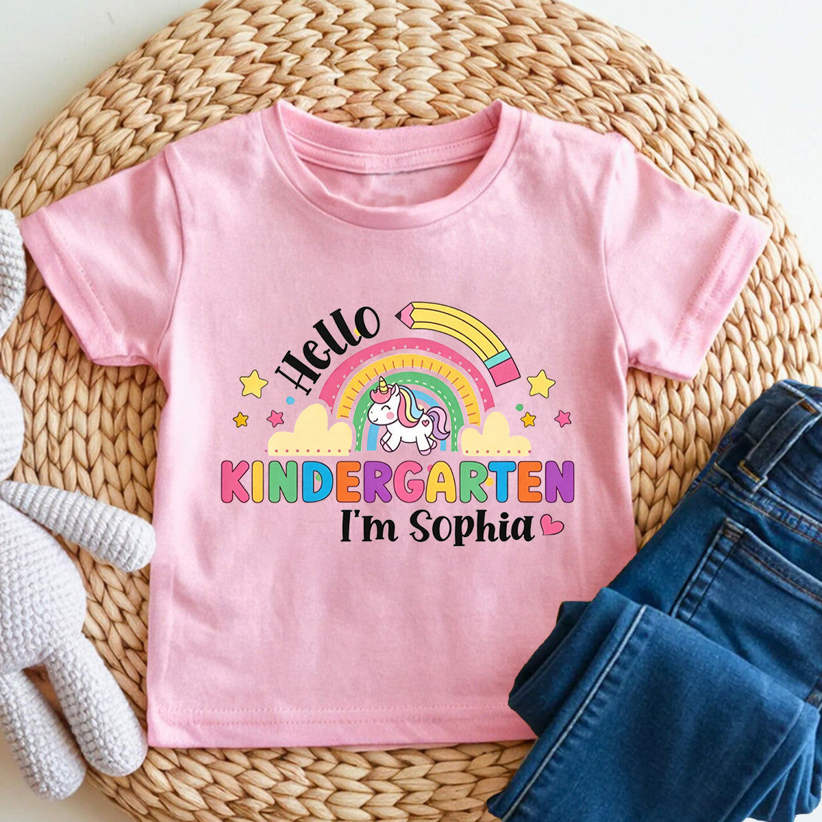 Personalized Name And Grade Hello Kindergarten Toddler T-shirts